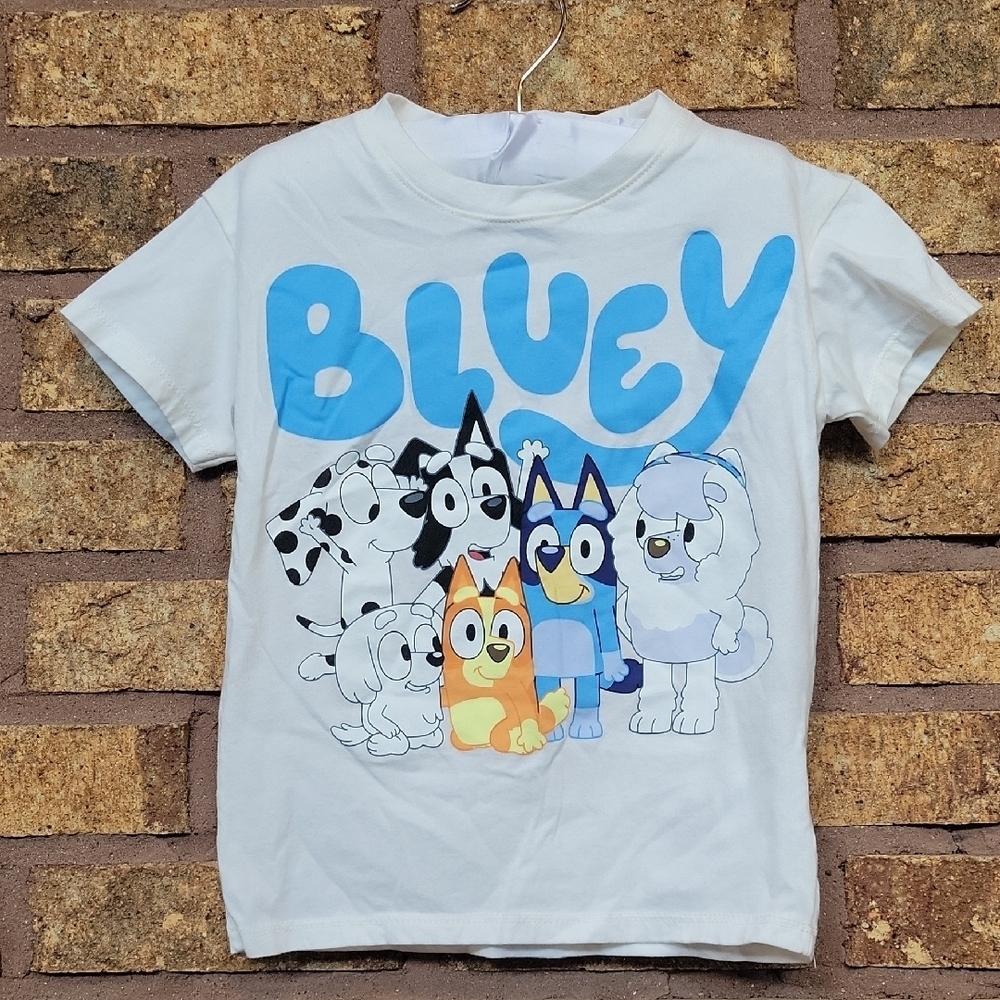 Bluey White T-shirt With Bluey Characters Size 5T